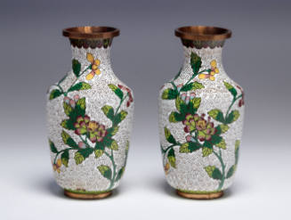 Pair of White-Ground Cloisonné Vases