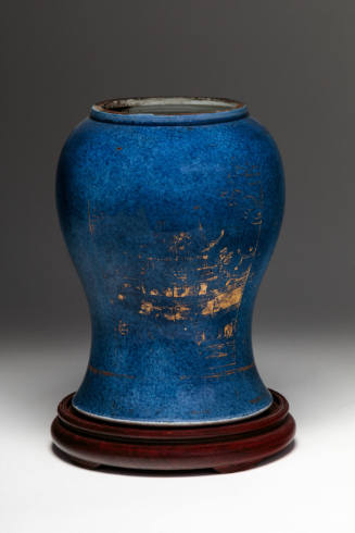Powder Blue and Gilt-Decorated Vase [neck cut down]