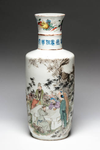 Famille-Rose and Grisaille-Decorated Rouleau Vase