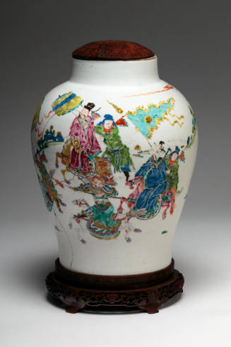 Famille-Rose Baluster Jar [with wood cover]
